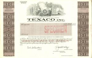 Texaco Inc. - Specimen Stock Certificate